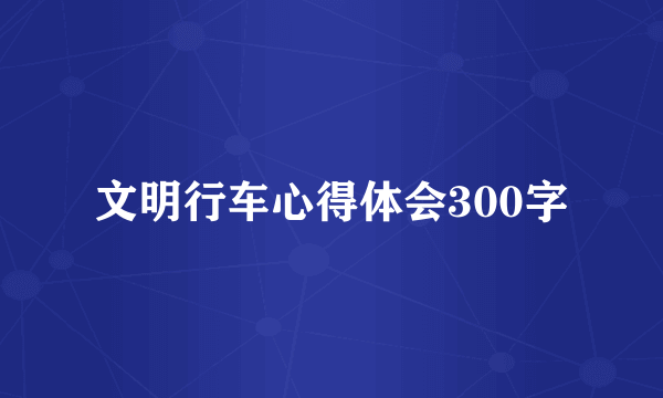 文明行车心得体会300字
