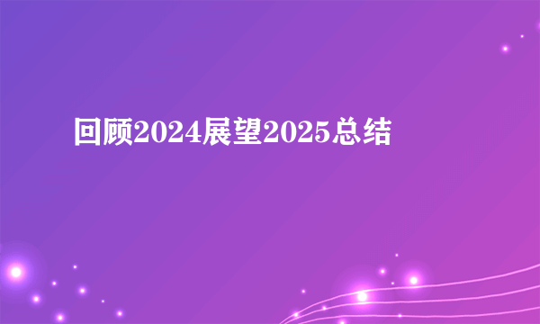 回顾2024展望2025总结