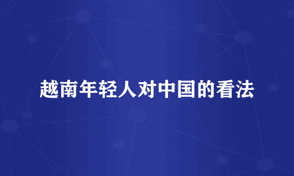 越南年轻人对中国的看法