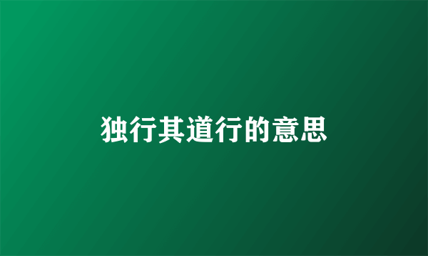 独行其道行的意思