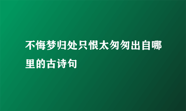 不悔梦归处只恨太匆匆出自哪里的古诗句