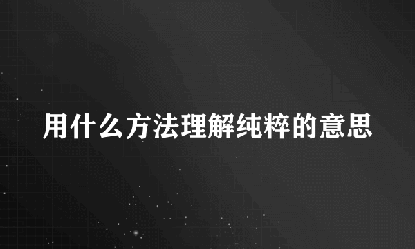 用什么方法理解纯粹的意思