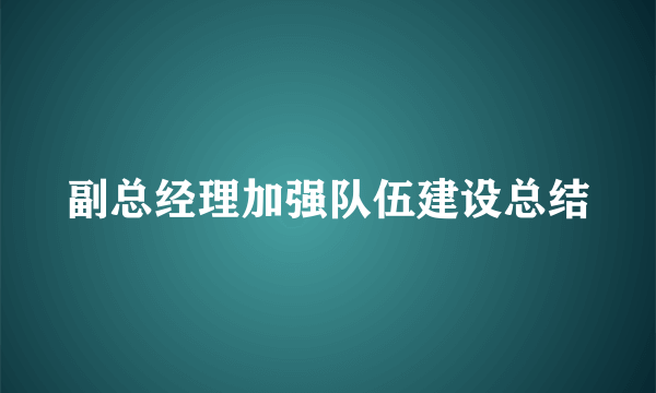 副总经理加强队伍建设总结