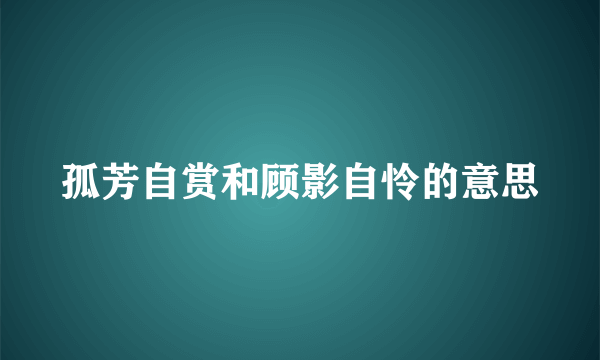 孤芳自赏和顾影自怜的意思