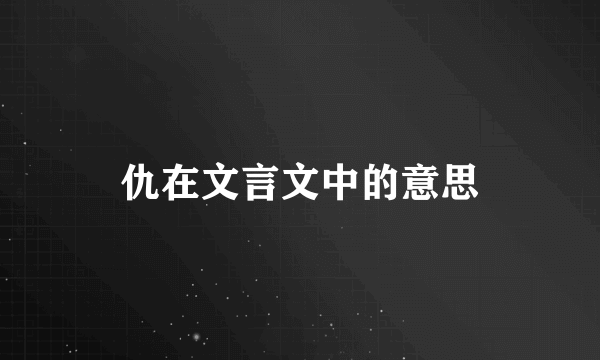 仇在文言文中的意思