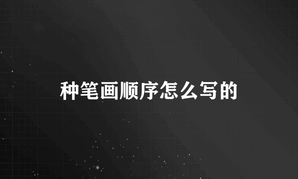 种笔画顺序怎么写的
