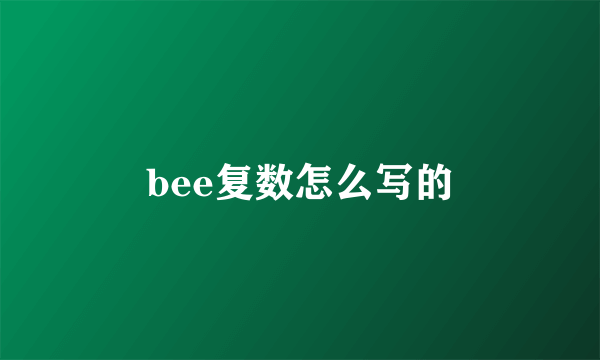 bee复数怎么写的