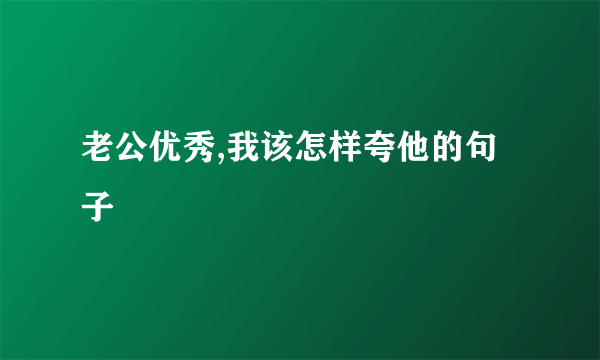 老公优秀,我该怎样夸他的句子