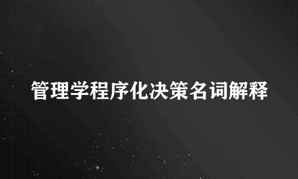 管理学程序化决策名词解释