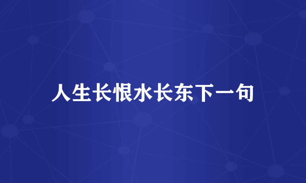 人生长恨水长东下一句