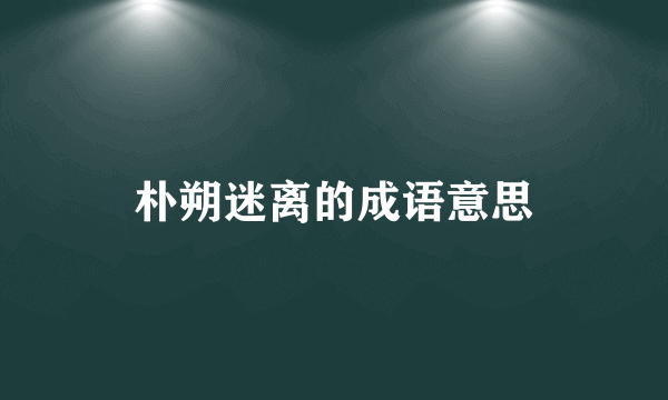 朴朔迷离的成语意思