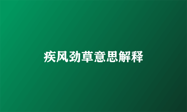疾风劲草意思解释