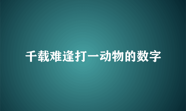 千载难逢打一动物的数字
