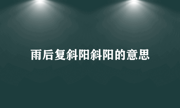 雨后复斜阳斜阳的意思