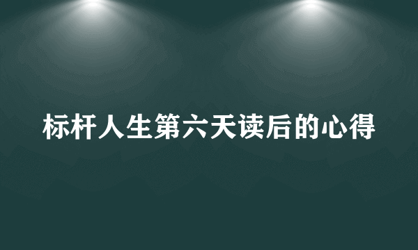 标杆人生第六天读后的心得