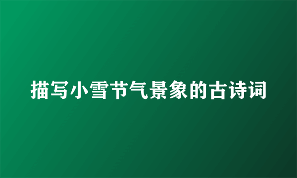 描写小雪节气景象的古诗词