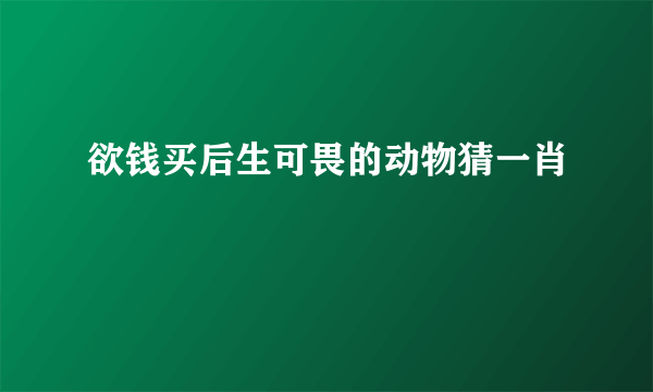 欲钱买后生可畏的动物猜一肖