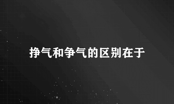 挣气和争气的区别在于