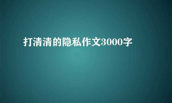打清清的隐私作文3000字