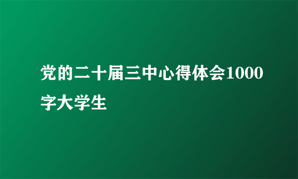 党的二十届三中心得体会1000字大学生