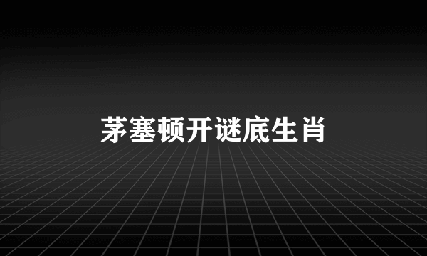 茅塞顿开谜底生肖