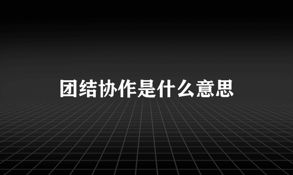 团结协作是什么意思