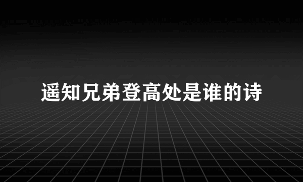 遥知兄弟登高处是谁的诗