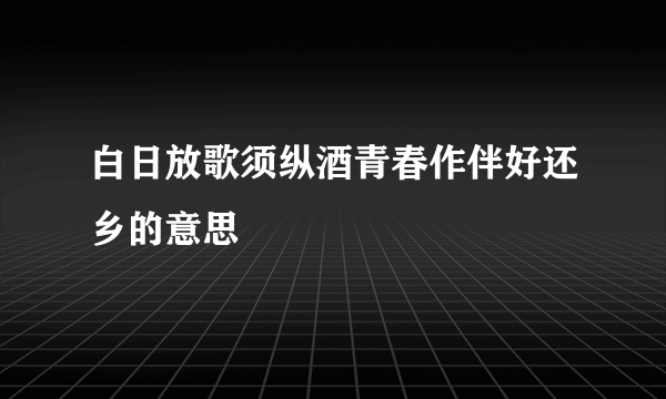 白日放歌须纵酒青春作伴好还乡的意思