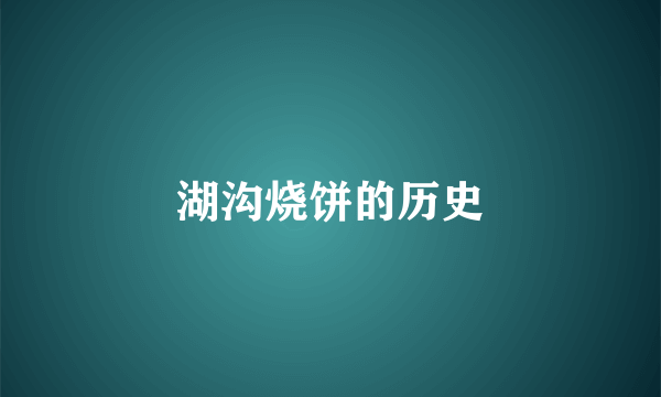 湖沟烧饼的历史
