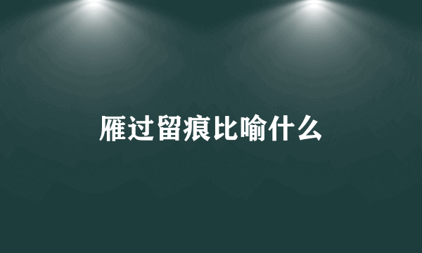 雁过留痕比喻什么