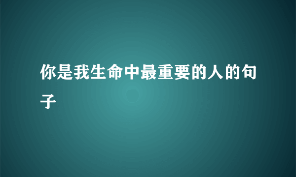 你是我生命中最重要的人的句子