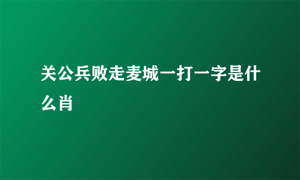 关公兵败走麦城一打一字是什么肖