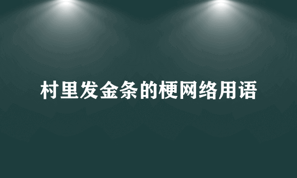 村里发金条的梗网络用语