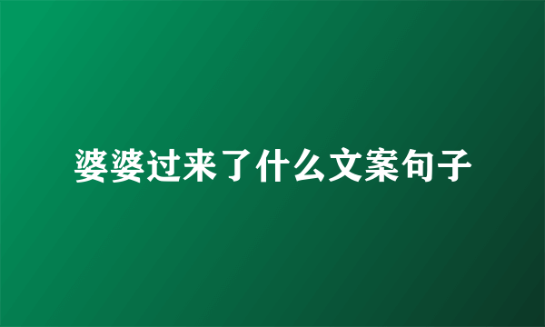 婆婆过来了什么文案句子