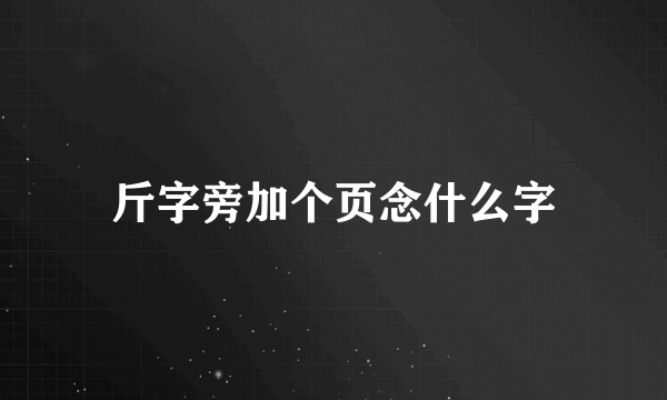 斤字旁加个页念什么字