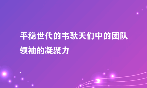 平稳世代的韦驮天们中的团队领袖的凝聚力