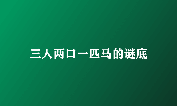 三人两口一匹马的谜底
