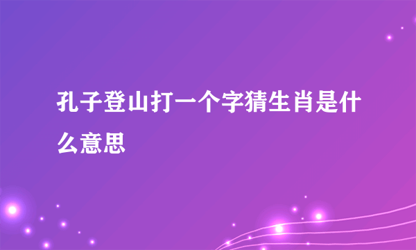 孔子登山打一个字猜生肖是什么意思