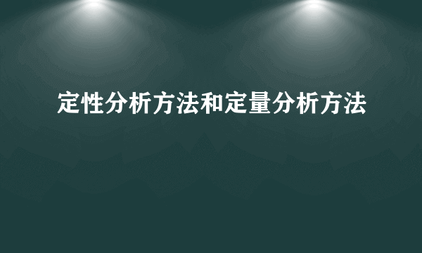定性分析方法和定量分析方法