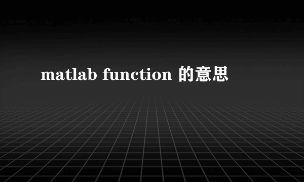 matlab function 的意思