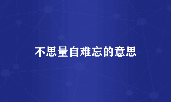 不思量自难忘的意思