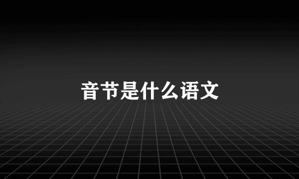 音节是什么语文
