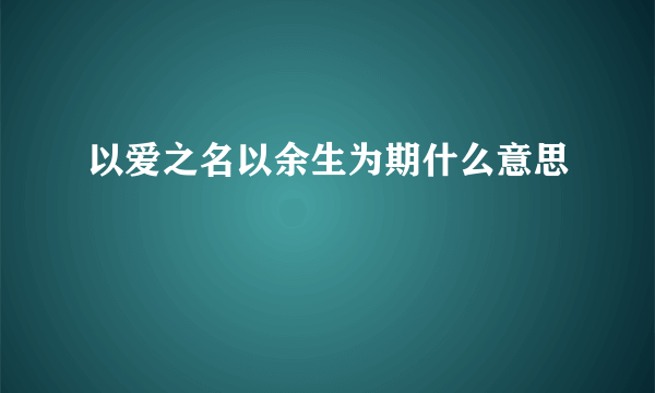 以爱之名以余生为期什么意思