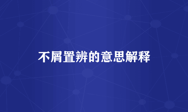 不屑置辨的意思解释