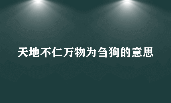 天地不仁万物为刍狗的意思