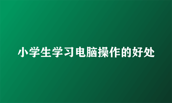 小学生学习电脑操作的好处