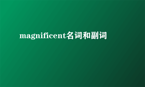 magnificent名词和副词