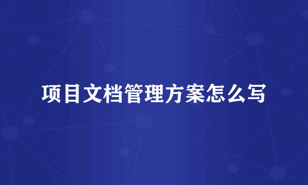 项目文档管理方案怎么写