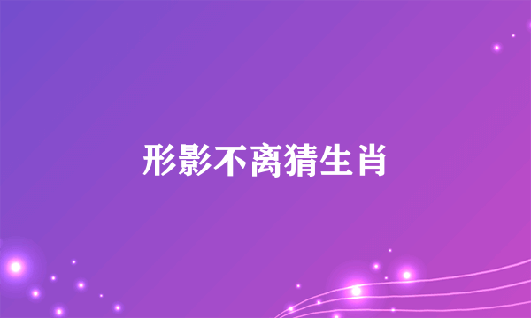 形影不离猜生肖