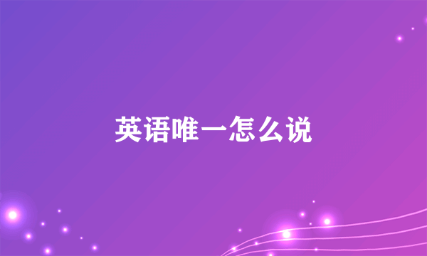 英语唯一怎么说